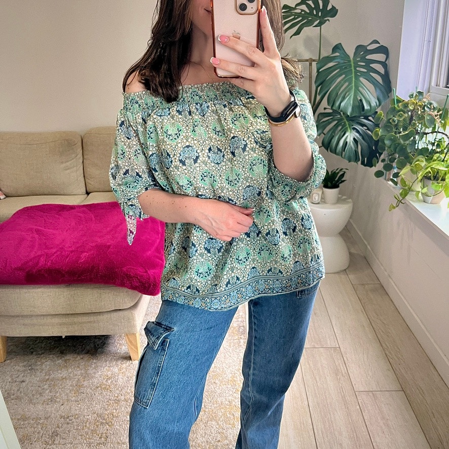 New Max Studio Merona Floral Off The Shoulder Top Size Large